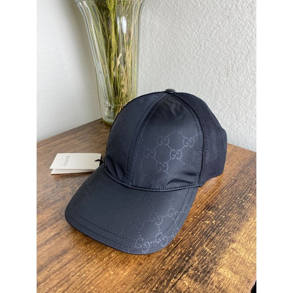 Gucci Black Nylon Fabric Mesh Gg Chain Link Logo B